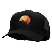 Desert Scenery Embroidered Solid Cotton Twill Mesh Prostyle Cap - Black OSFM