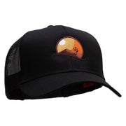 Desert Scenery Embroidered Solid Cotton Twill Mesh Prostyle Cap - Black OSFM