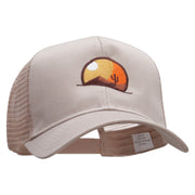 Desert Scenery Embroidered Solid Cotton Twill Mesh Prostyle Cap - Khaki OSFM