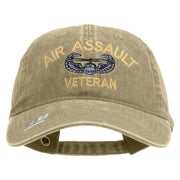 Licensed Air Assault Veteran Embroidered Washed Solid Pigment Dyed Cotton Twill Brass Buckle Cap - Khaki OSFM