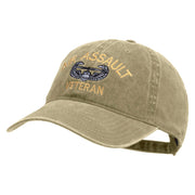 Licensed Air Assault Veteran Embroidered Washed Solid Pigment Dyed Cotton Twill Brass Buckle Cap - Khaki OSFM