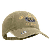 Licensed Air Assault Veteran Embroidered Washed Solid Pigment Dyed Cotton Twill Brass Buckle Cap - Khaki OSFM