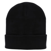 12 Inch Solid Knit Cuff Long Beanie