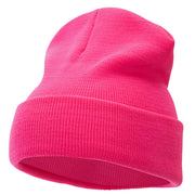 12 Inch Solid Knit Cuff Long Beanie