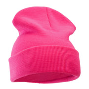 12 Inch Solid Knit Cuff Long Beanie