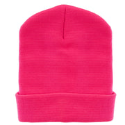 12 Inch Solid Knit Cuff Long Beanie