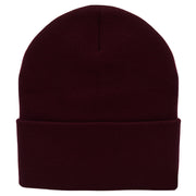 12 Inch Solid Knit Cuff Long Beanie