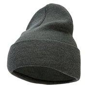 12 Inch Solid Knit Cuff Long Beanie