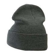 12 Inch Solid Knit Cuff Long Beanie