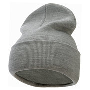 12 Inch Solid Knit Cuff Long Beanie