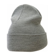 12 Inch Solid Knit Cuff Long Beanie