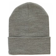 12 Inch Solid Knit Cuff Long Beanie