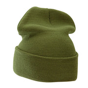 12 Inch Solid Knit Cuff Long Beanie