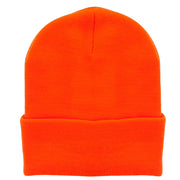 12 Inch Solid Knit Cuff Long Beanie