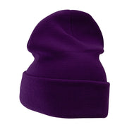 12 Inch Solid Knit Cuff Long Beanie