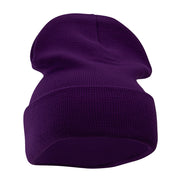 12 Inch Solid Knit Cuff Long Beanie