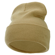 12 Inch Solid Knit Cuff Long Beanie