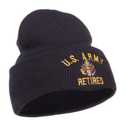 US Army Retired Military Embroidered Long Beanie