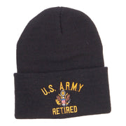 US Army Retired Military Embroidered Long Beanie