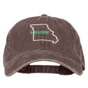 Missouri with Map Outline Embroidered Washed Cotton Twill Cap