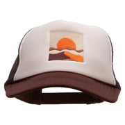 Desert Landscape Embroidered Foam Panel Mesh Snapback - Brown-Tan OSFM