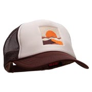 Desert Landscape Embroidered Foam Panel Mesh Snapback - Brown-Tan OSFM