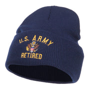 US Army Retired Military Embroidered Long Beanie