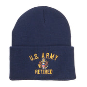 US Army Retired Military Embroidered Long Beanie