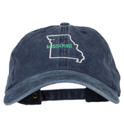 Missouri with Map Outline Embroidered Washed Cotton Twill Cap