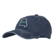 Missouri with Map Outline Embroidered Washed Cotton Twill Cap