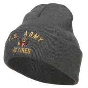 US Army Retired Military Embroidered Long Beanie