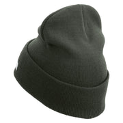 Licensed US Army Retired Military Embroidered 12 Inch Long Knitted Beanie - DK-Grey OSFM