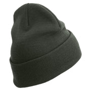 Licensed US Army Retired Military Embroidered 12 Inch Solid Knit Cuff Long Beanie Made in USA - Charcoal OSFM