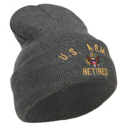 US Army Retired Military Embroidered Long Beanie