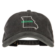 Missouri with Map Outline Embroidered Washed Cotton Twill Cap