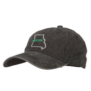 Missouri with Map Outline Embroidered Washed Cotton Twill Cap