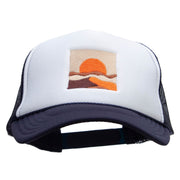 Desert Landscape Embroidered Foam Panel Mesh Snapback - Navy-White OSFM