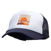 Desert Landscape Embroidered Foam Panel Mesh Snapback - Navy-White OSFM