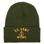 US Army Retired Military Embroidered Long Beanie