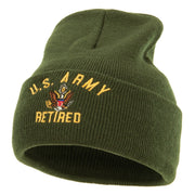 US Army Retired Military Embroidered Long Beanie