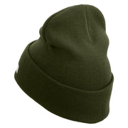 Licensed US Army Retired Military Embroidered 12 Inch Long Knitted Beanie - Olive OSFM