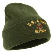 US Army Retired Military Embroidered Long Beanie