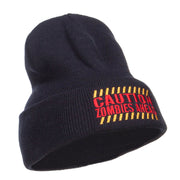 Caution Zombies Ahead Embroidered Long Beanie