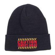 Caution Zombies Ahead Embroidered Long Beanie