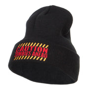 Caution Zombies Ahead Embroidered Long Beanie