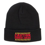 Caution Zombies Ahead Embroidered Long Beanie