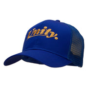 Unity Word Embroidered Solid Cotton Twill 6 panel Mesh Cap