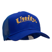 Unity Word Embroidered Solid Cotton Twill 6 panel Mesh Cap