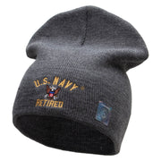 Licensed US Navy Retired Military Embroidered Short Beanie Made in USA