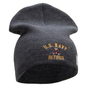 Licensed US Navy Retired Military Embroidered Short Beanie Made in USA